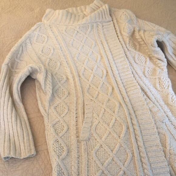 PRANA Cream Cable Knit Cowl Neck Snap Front Cardigan, M - Picture 6 of 6